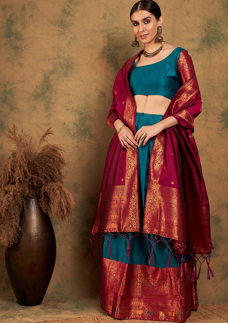 Green Embroidery Work Silk Women Lehenga Choli