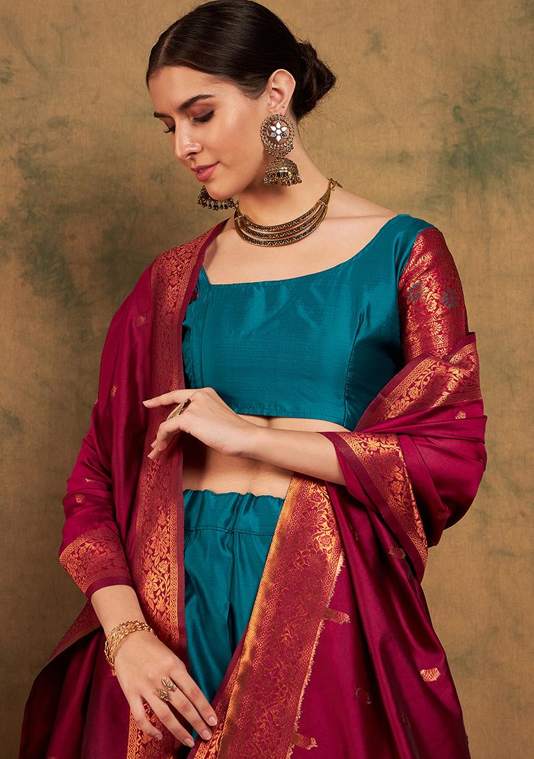 Green Embroidery Work Silk Women Lehenga Choli