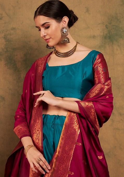 Green Embroidery Work Silk Women Lehenga Choli