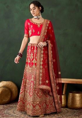 Maroon Embroidery Work Silk Women Lehenga Choli