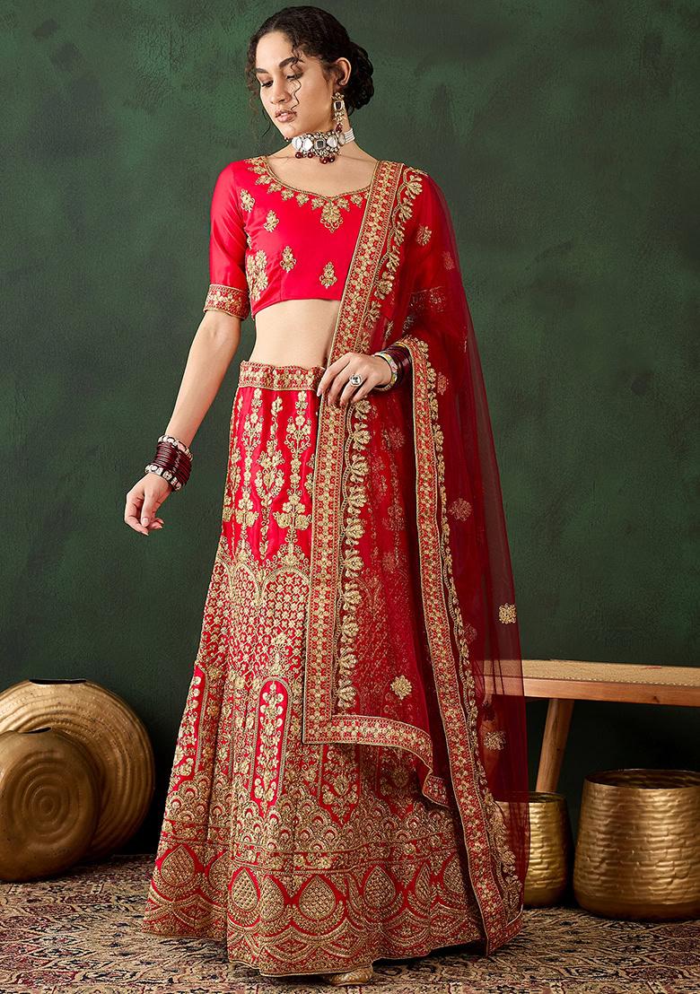 Maroon Embroidery Work Silk Women Lehenga Choli