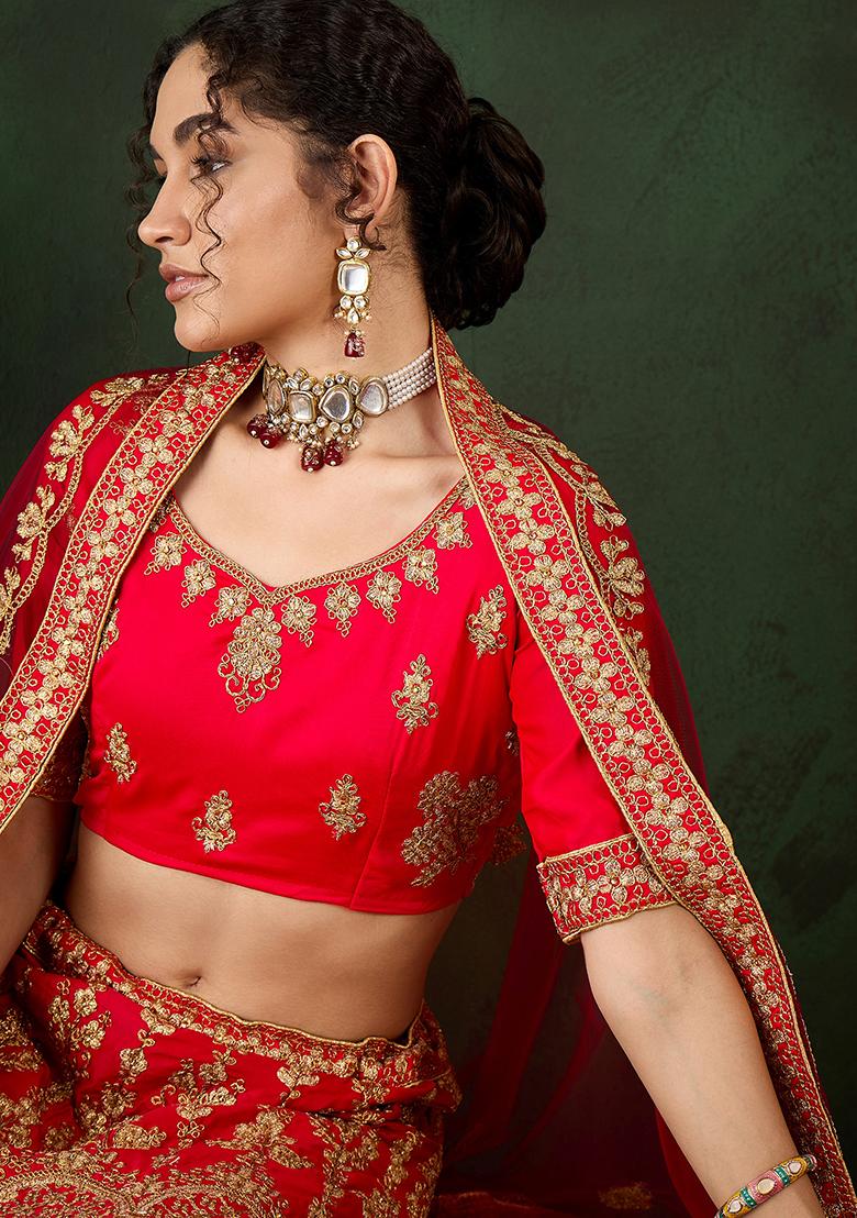 Maroon Embroidery Work Silk Women Lehenga Choli