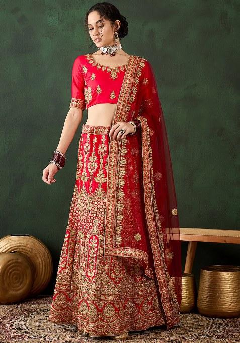 Maroon Embroidery Work Silk Women Lehenga Choli