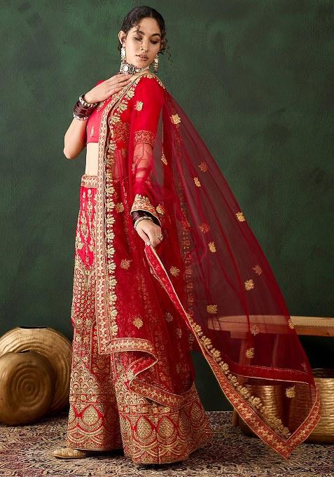 Maroon Embroidery Work Silk Women Lehenga Choli