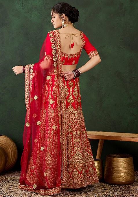 Maroon Embroidery Work Silk Women Lehenga Choli