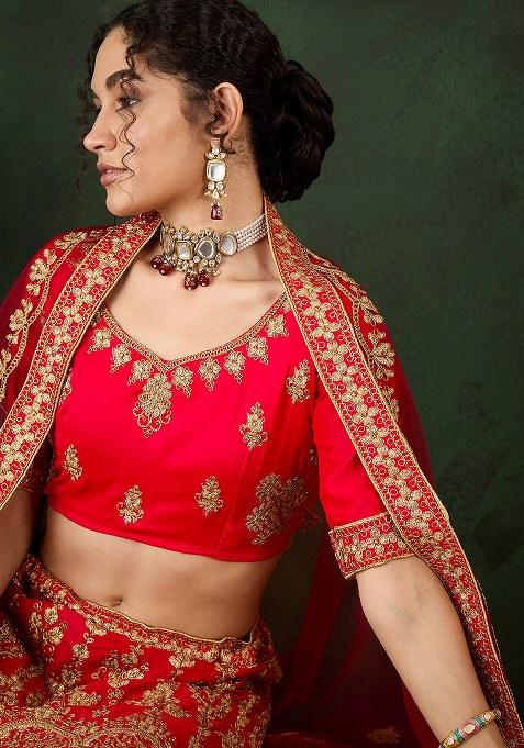 Maroon Embroidery Work Silk Women Lehenga Choli