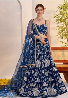 Morpeach Embroidered Net Lehenga Set