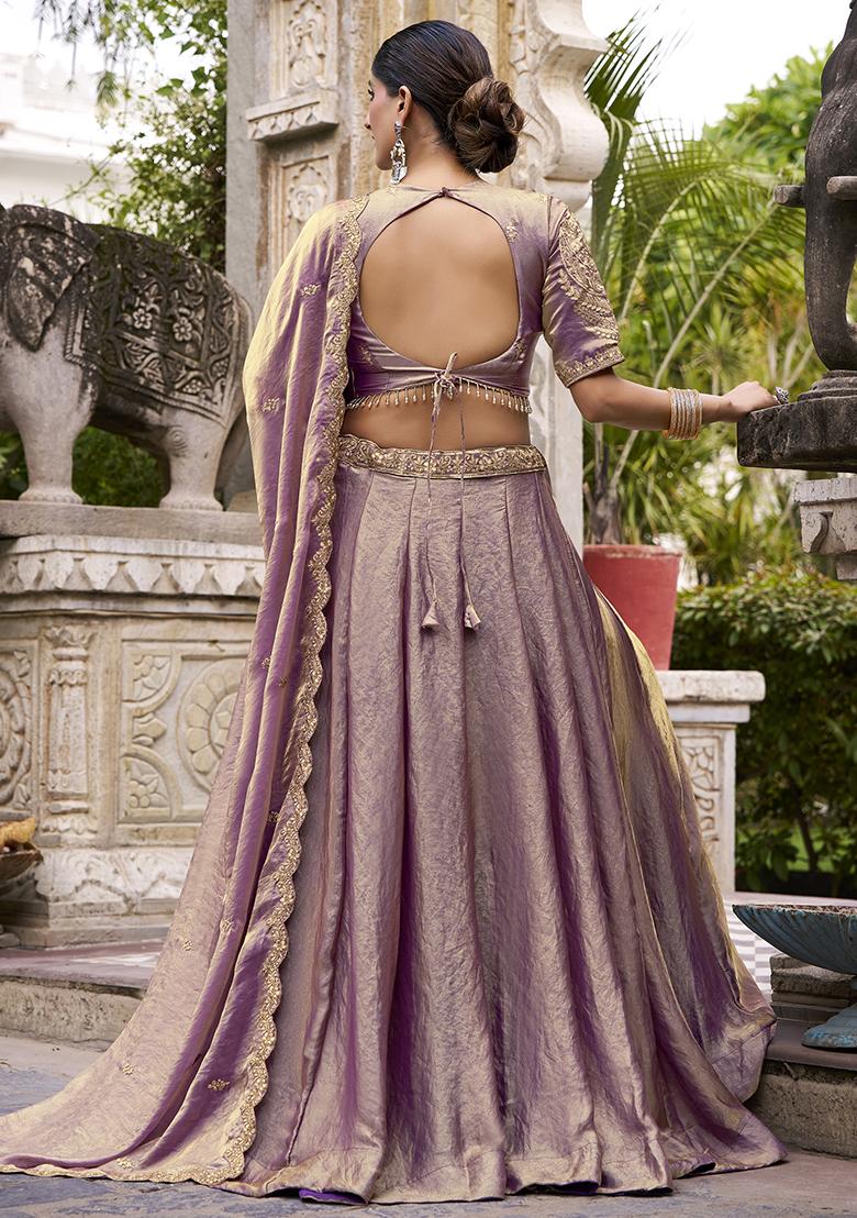 Lavender Embroidered Fendy Lehenga Choli - Indya