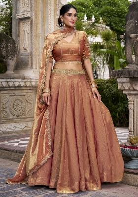 Orange Embroidered Fendy Lehenga Choli