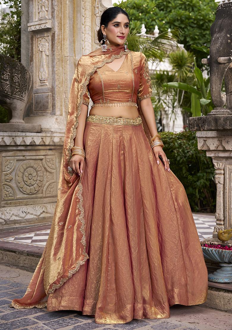 Orange Embroidered Fendy Lehenga Choli