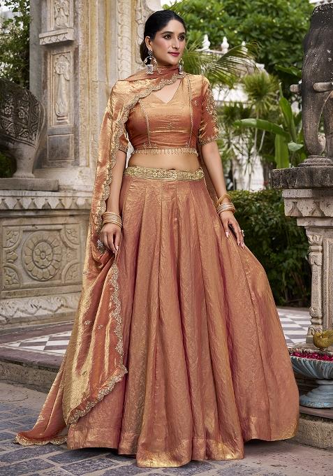 Orange Embroidered Fendy Lehenga Choli