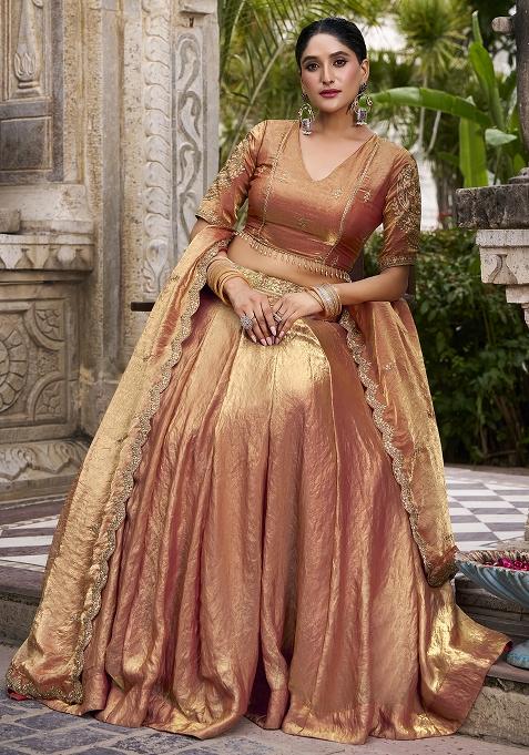 Orange Embroidered Fendy Lehenga Choli