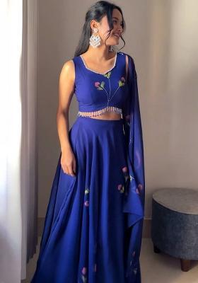 Navyblue Embroidered Georgette Lehenga Choli