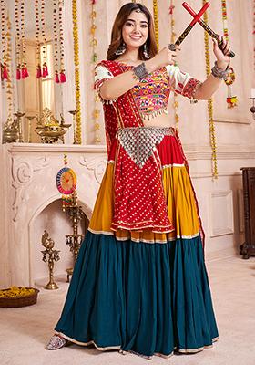 White Thread Embroiderey Viscose Cotton Lehenga Set