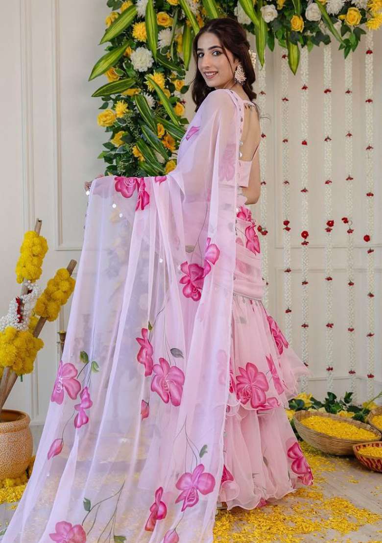 Multicolor Blended Lehenga Set with Embroidered for Diwali | Wedding & Festive Wear - Indya