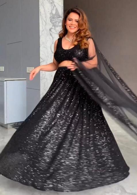 Multicolor Embroidered Blended Lehenga Set