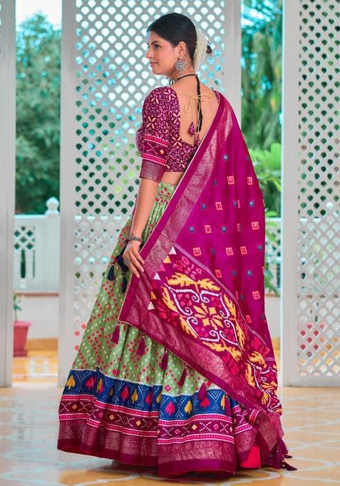 Multicolor Embroidered Blended Lehenga Set