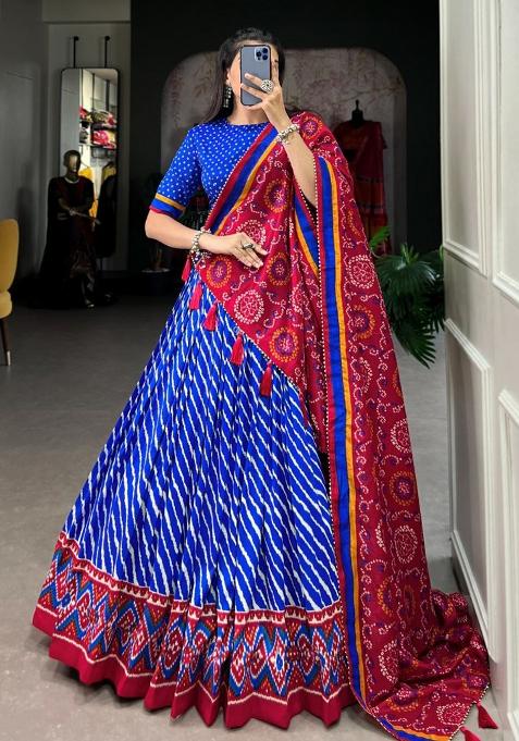 Multicolor Embroidered Blended Lehenga Set