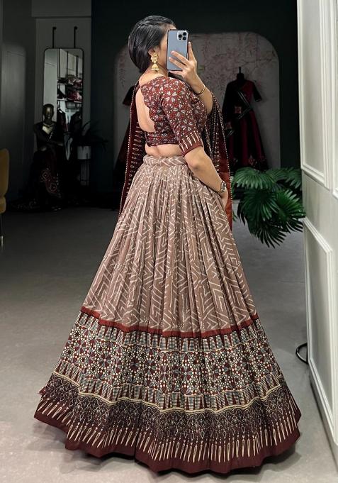 Multicolor Embroidered Blended Lehenga Set