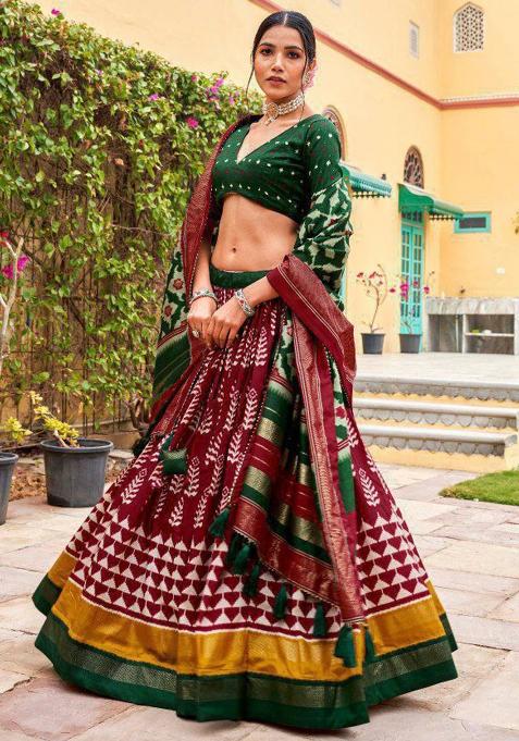 Multicolor Embroidered Blended Lehenga Set