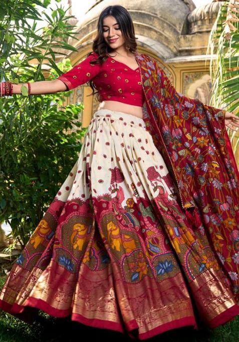 Multicolor Embroidered Blended Lehenga Set