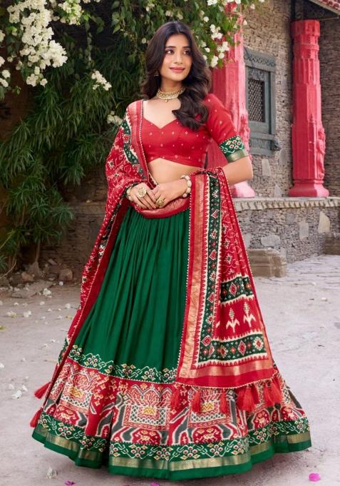 Multicolor Embroidered Blended Lehenga Set