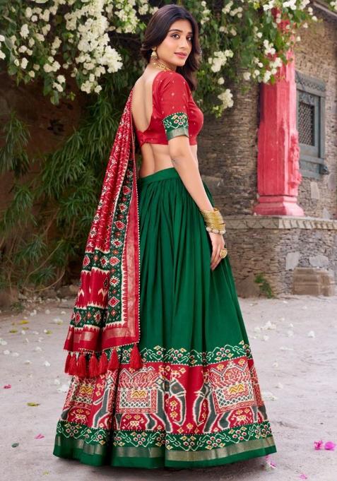 Multicolor Embroidered Blended Lehenga Set