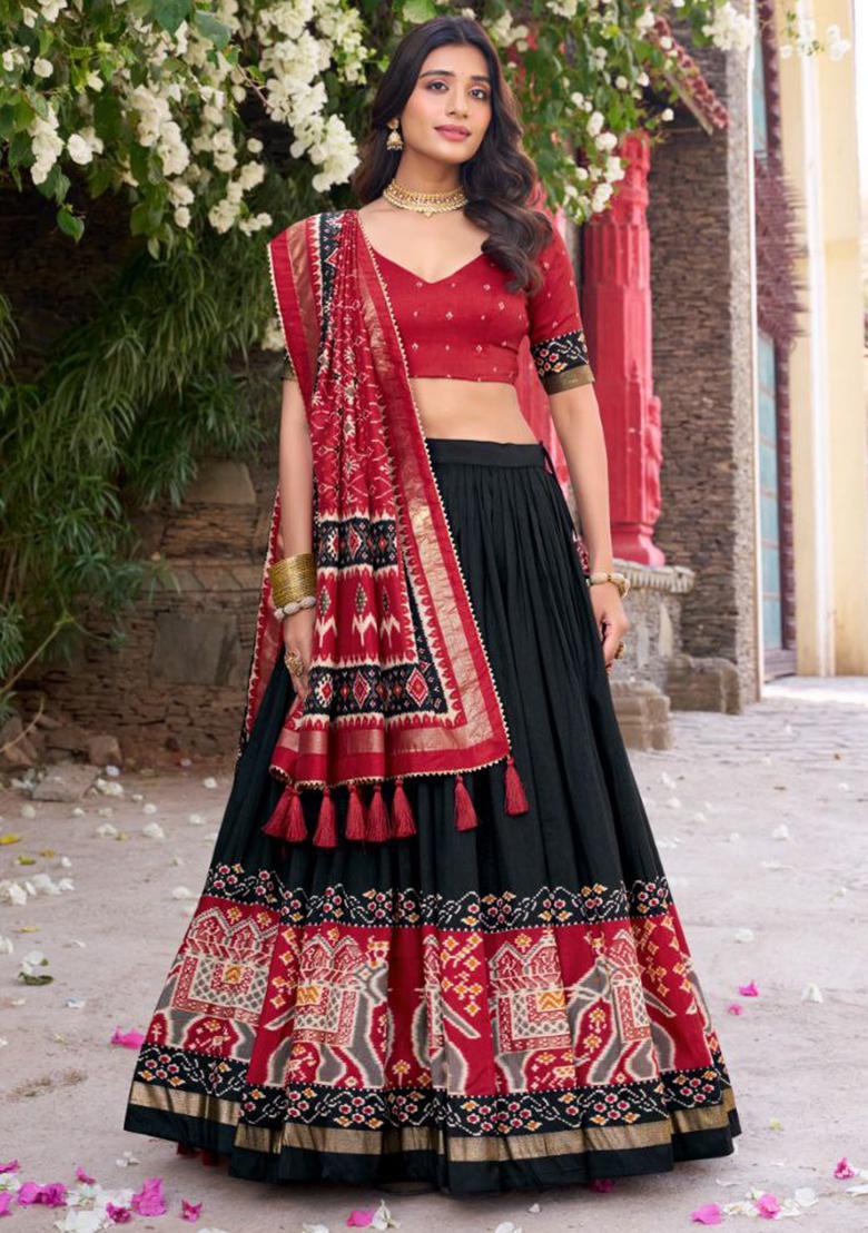 Multicolor Embroidered Blended Lehenga Set