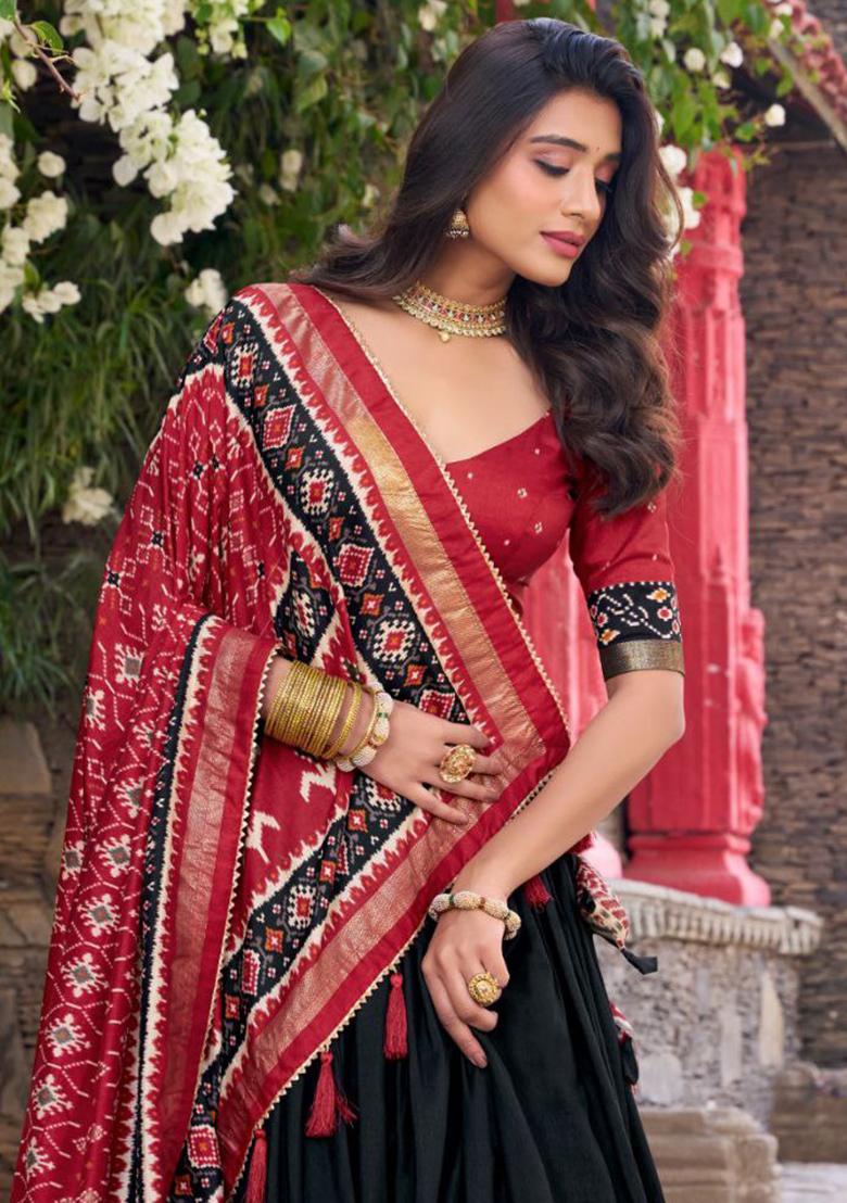 Multicolor Embroidered Blended Lehenga Set