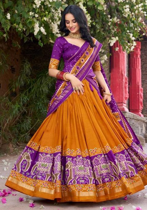Multicolor Embroidered Blended Lehenga Set