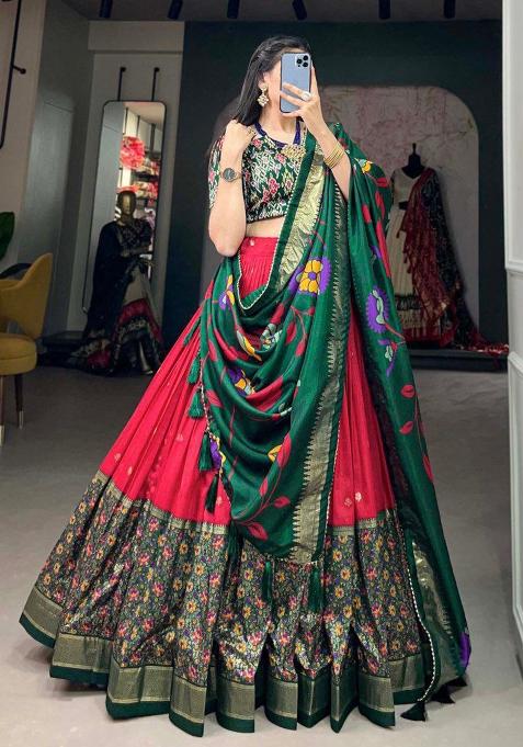 Multicolor Embroidered Blended Lehenga Set
