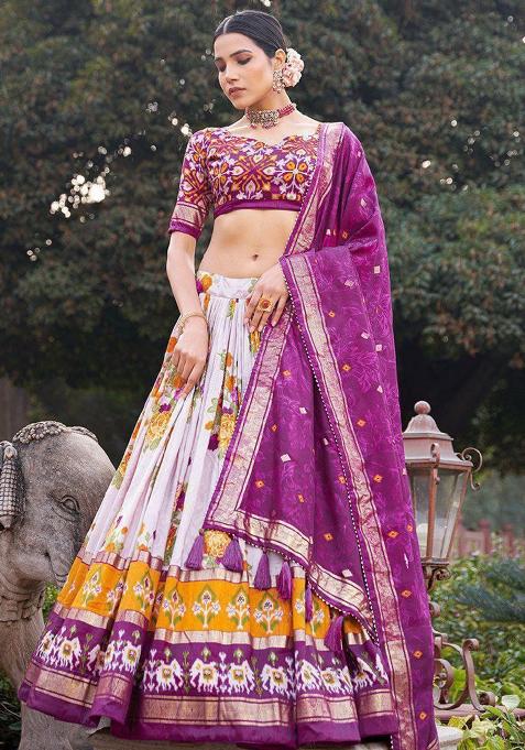 Multicolor Embroidered Blended Lehenga Set