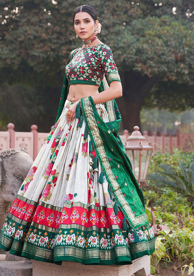 Multicolor Embroidered Blended Lehenga Set