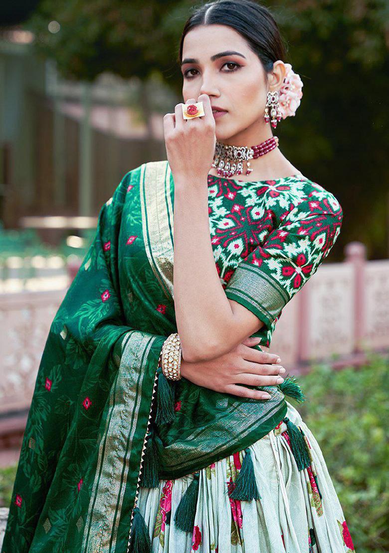 Multicolor Embroidered Blended Lehenga Set