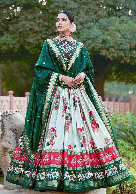 Multicolor Embroidered Blended Lehenga Set