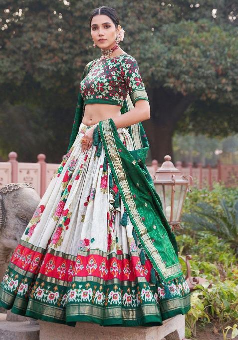 Multicolor Embroidered Blended Lehenga Set