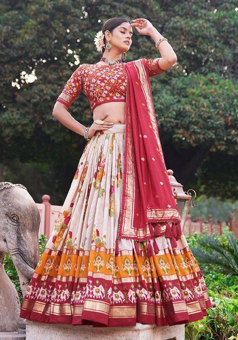 Multicolor Embroidered Blended Lehenga Set