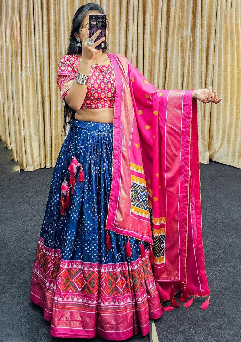 Multicolor Embroidered Blended Lehenga Set