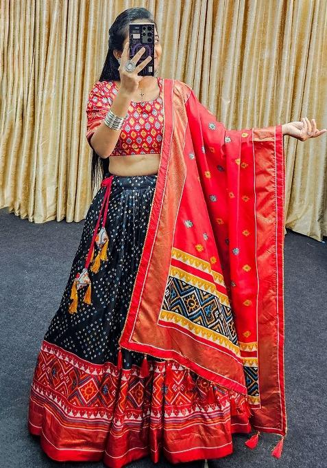 Multicolor Embroidered Blended Lehenga Set