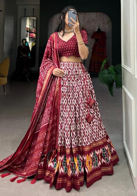 Multicolor Embroidered Blended Lehenga Set