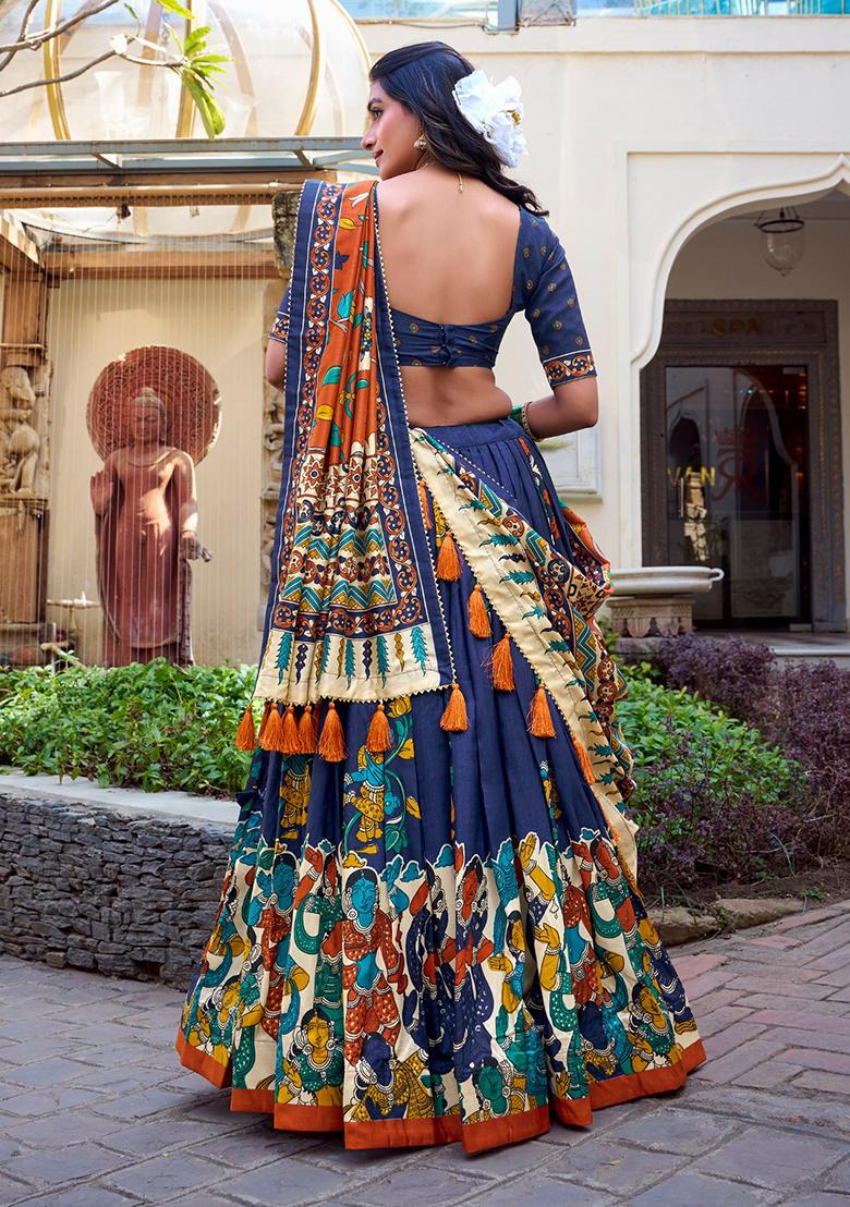 Multicolor Embroidered Blended Lehenga Set