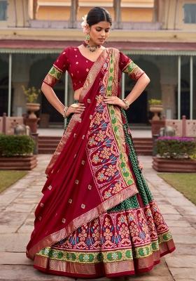 Multicolor Embroidered Blended Lehenga Set