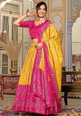Multicolor Embroidered Blended Lehenga Set