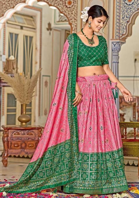 Multicolor Embroidered Blended Lehenga Set