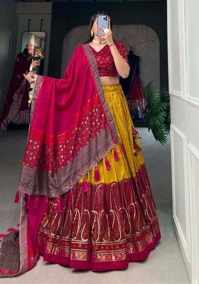 Multicolor Embroidered Blended Lehenga Set