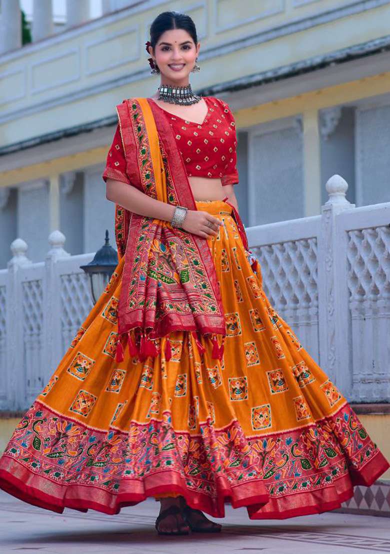 Multicolor Embroidered Blended Lehenga Set - Indya