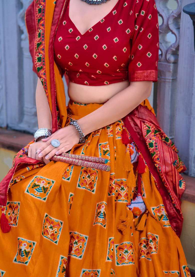 Multicolor Embroidered Blended Lehenga Set - Indya