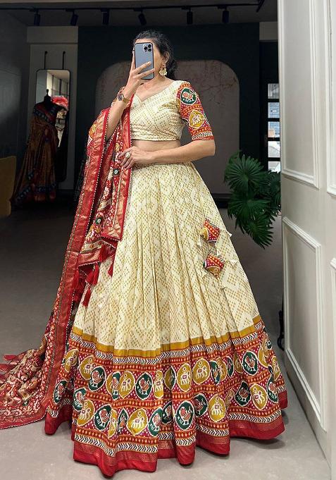 Multicolor Embroidered Blended Lehenga Set