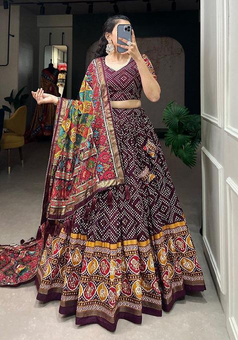 Multicolor Embroidered Blended Lehenga Set