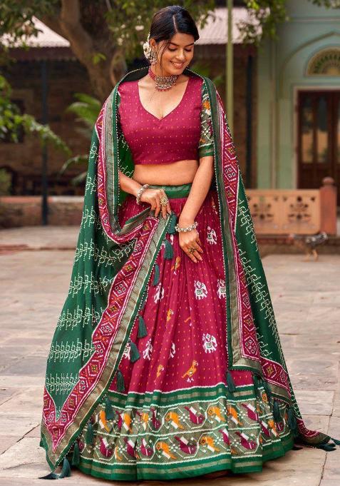 Multicolor Embroidered Blended Lehenga Set